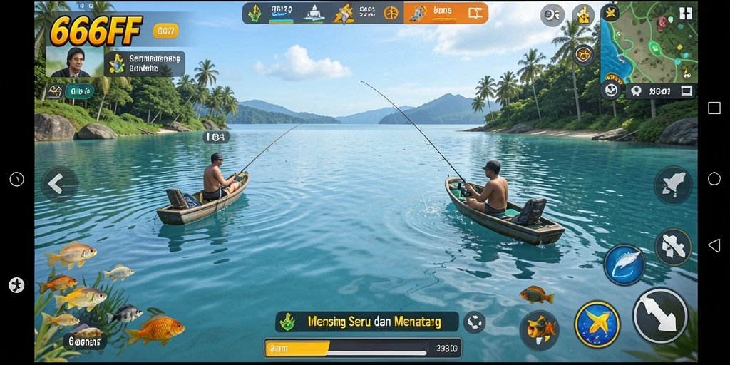 Screenshot gameplay 666FF menampilkan pengalaman memancing yang mendebarkan.