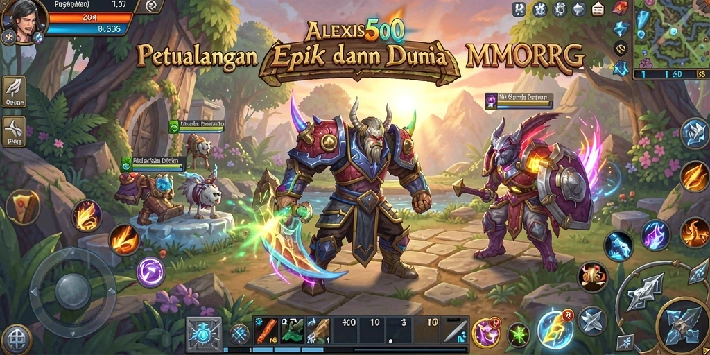 Screenshot gameplay ALEXIS500 menampilkan aksi pertempuran yang mendebarkan.