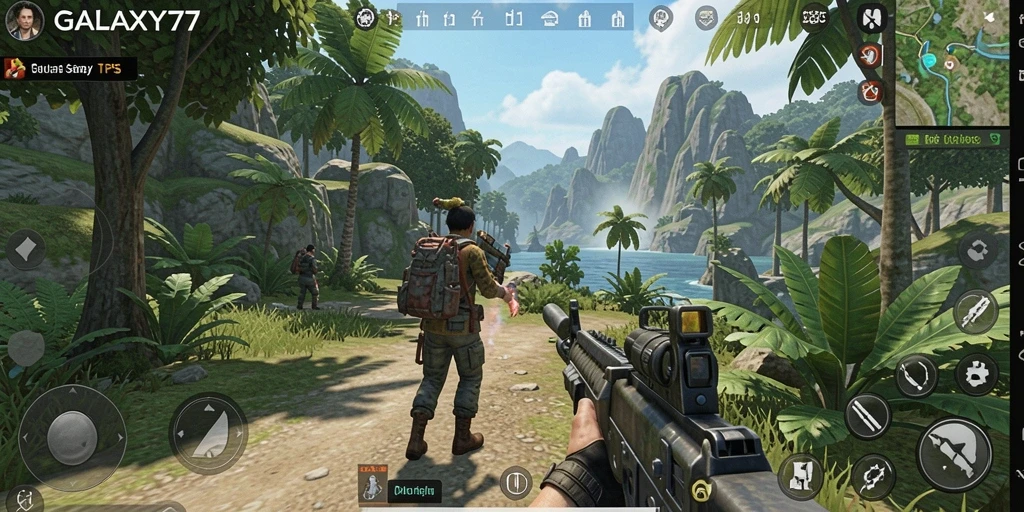 Screenshot gameplay GALAXY77 yang menampilkan aksi seru di luar angkasa.