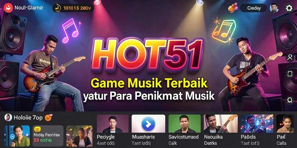 Tampilan gameplay HOT51 dengan interaksi musik yang seru.