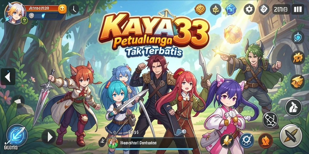 Screenshot gameplay menampilkan karakter Anime dalam pertempuran epik.