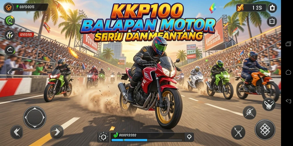 Tampilan gameplay menegangkan dari balapan motor KPK100.