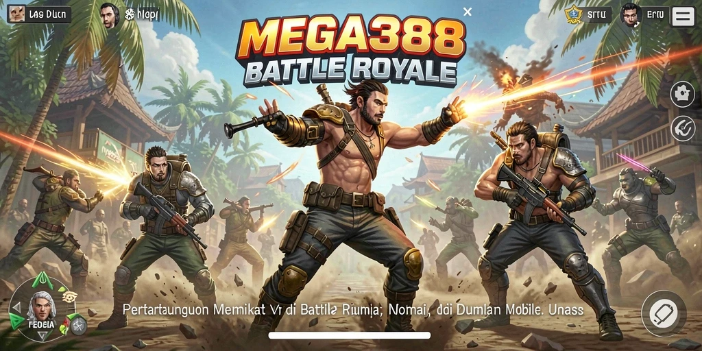 Tangkapan layar gameplay MEGA388 yang menampilkan pertempuran seru di medan perang.