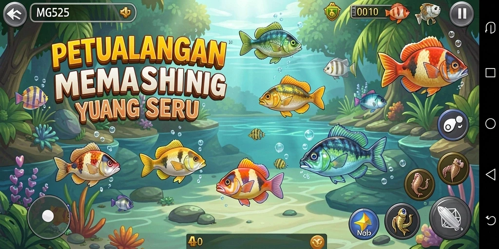 Tampilan gameplay MG525 dengan pengalaman memancing yang seru.
