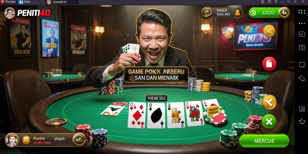 Screenshot PENITI4D menampilkan gameplay poker yang mendebarkan.