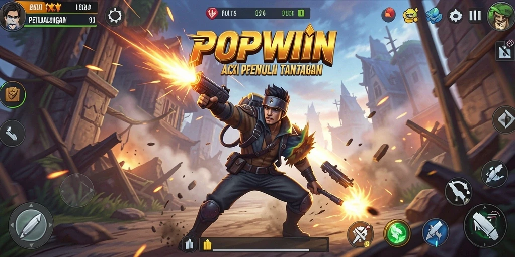 Tampilan gameplay POPWIN yang mengesankan dan penuh aksi.