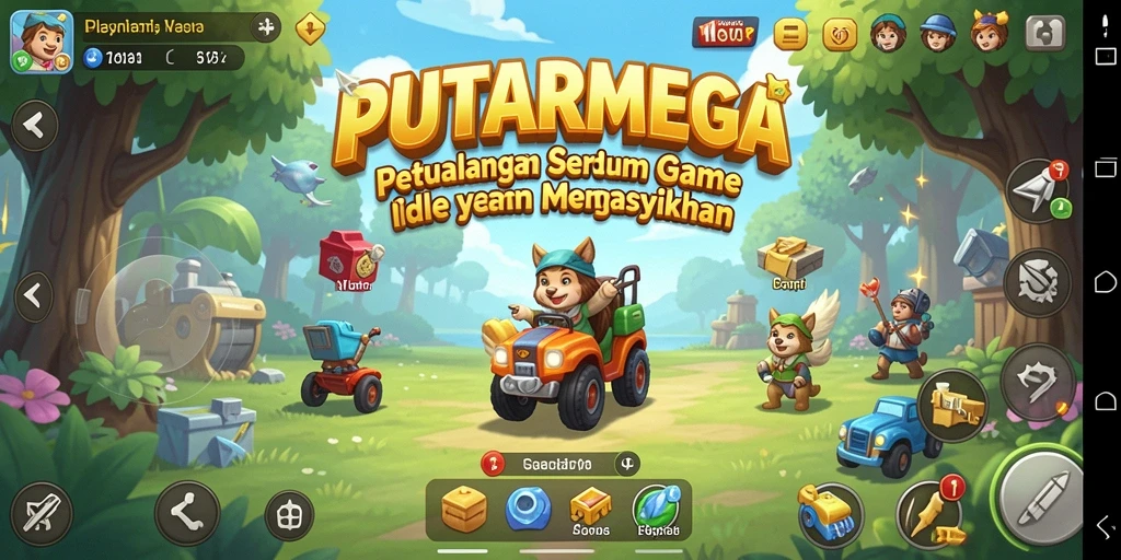 Tangkapan layar gameplay PUTARMEGA yang menampilkan suasana permainan Idle.
