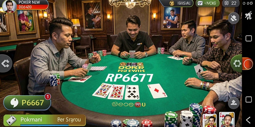 Gameplay seru Poker dalam aplikasi RP6677 dengan grafik menarik.