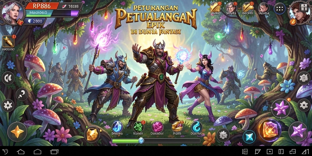 Screenshot gameplay RP886 menampilkan pertempuran epik yang menegangkan.