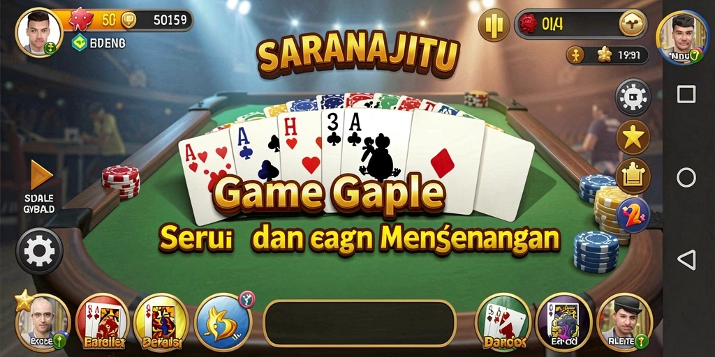 Screenshot gameplay SARANAJITU menampilkan suasana bermain Gaple yang seru.