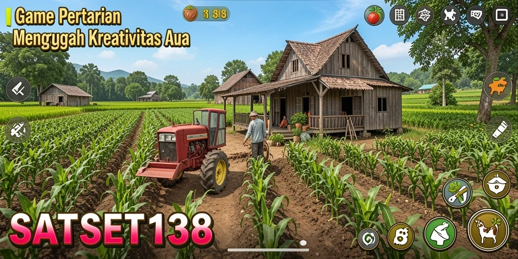 Tampilan gameplay seru dalam SATSET138 yang menggambarkan proses bertani.