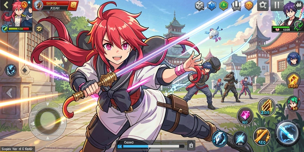 Tampilan gameplay SVIP10 yang penuh aksi dalam dunia Anime.