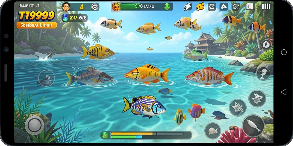 Screenshot gameplay T9999 menampilkan aksi tembak ikan yang seru dan dinamis.