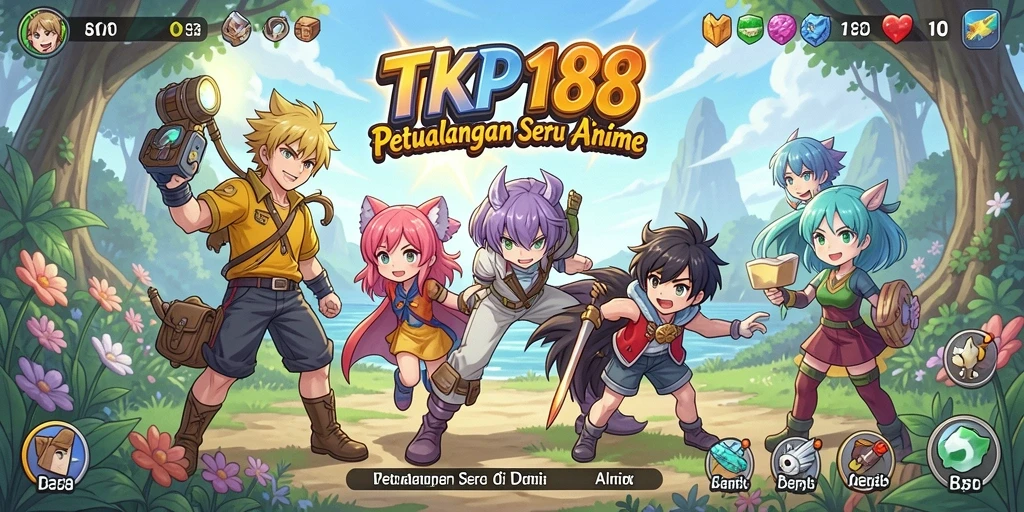 Tangkapan layar utama TKP188 menunjukkan aksi seru dalam dunia anime.