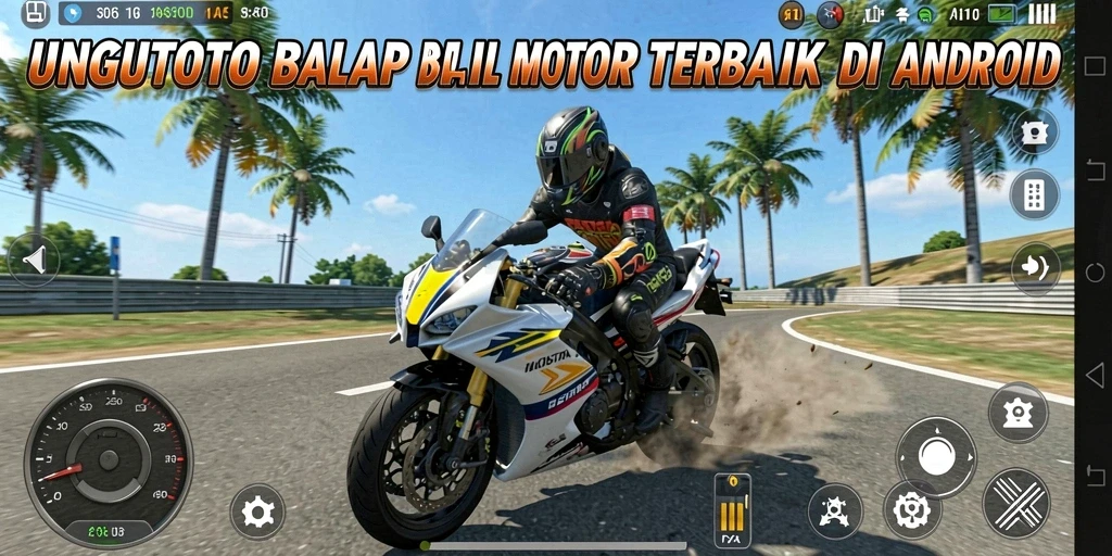 Tangkapan layar UNGUTOTO menampilkan aksi balap motor yang menegangkan.