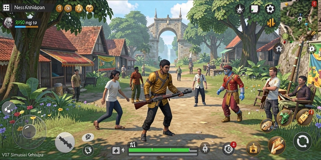 Tangkapan layar menunjukkan gameplay simulasi yang menarik di V07.